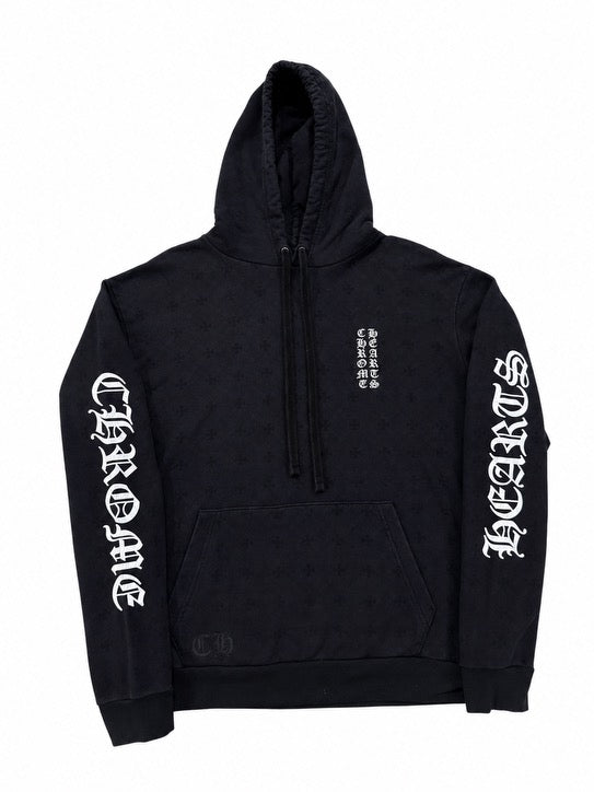 Chrome Hearts “Vertical Logo” All-Over Cross Print Hoodie (Size M)