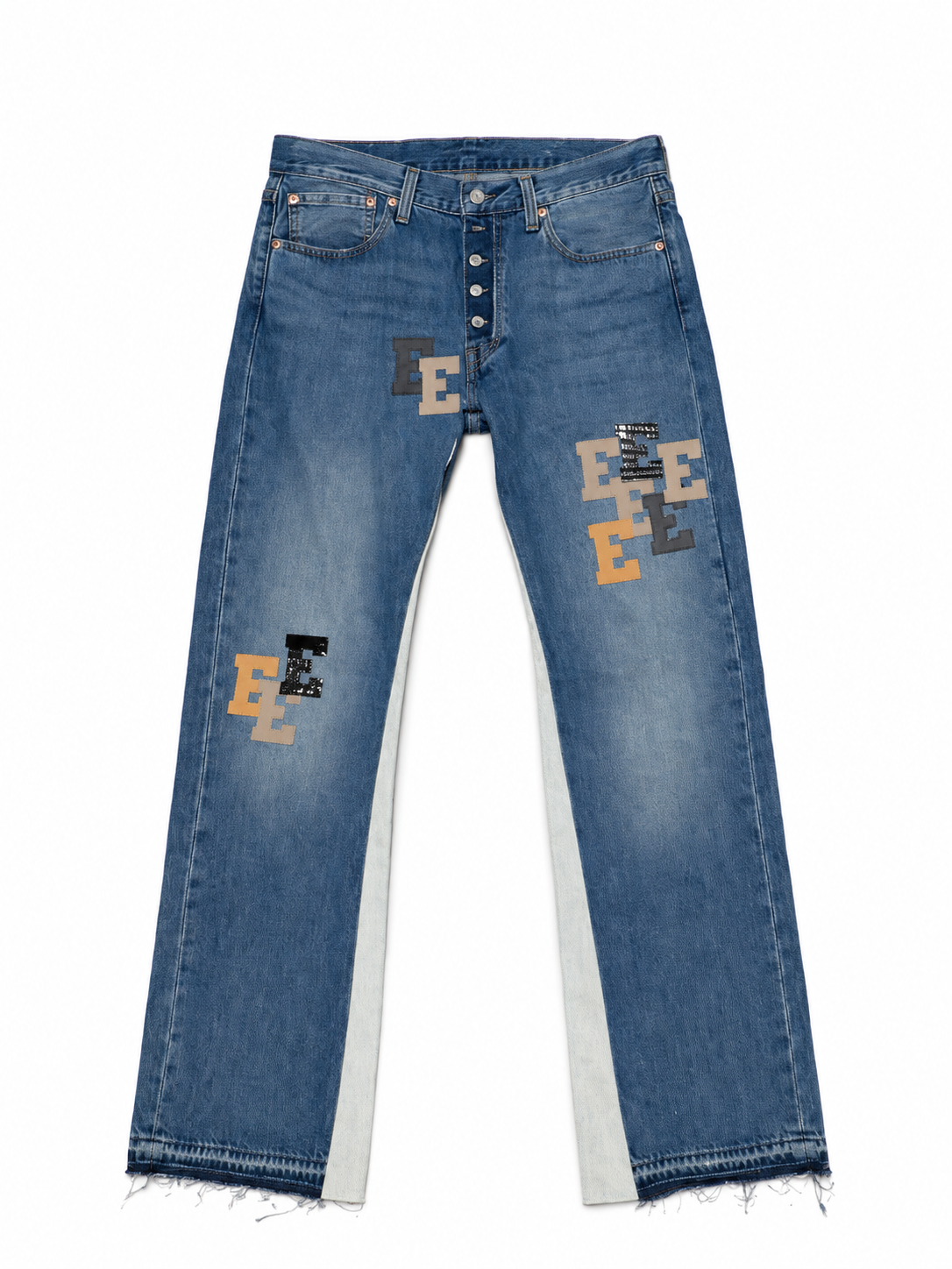 ÈLAN Black/Tan Patch Indigo Blue Jean (Size 32)